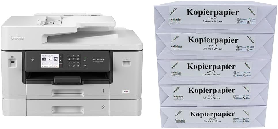 Brother MFC-J6940DW DIN A3 4-in-1 Farbtintenstrahl-Multifunktionsgerät (2 x 250 Blatt Papierkassette, Drucken, scannen, kopieren, faxen), Weiß, Mittel
