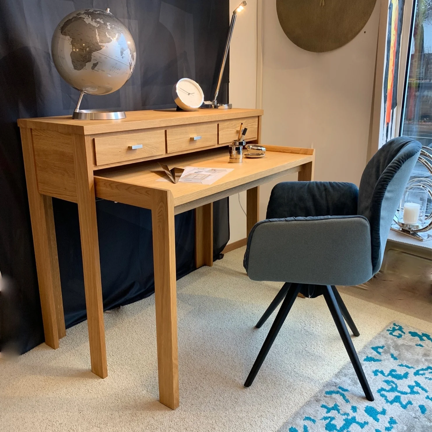 Sekretr Bordeaux, Form Exclusiv Design, Schreibtisch, Eiche, Kirschbaum oder Nubaum, Homeoffice