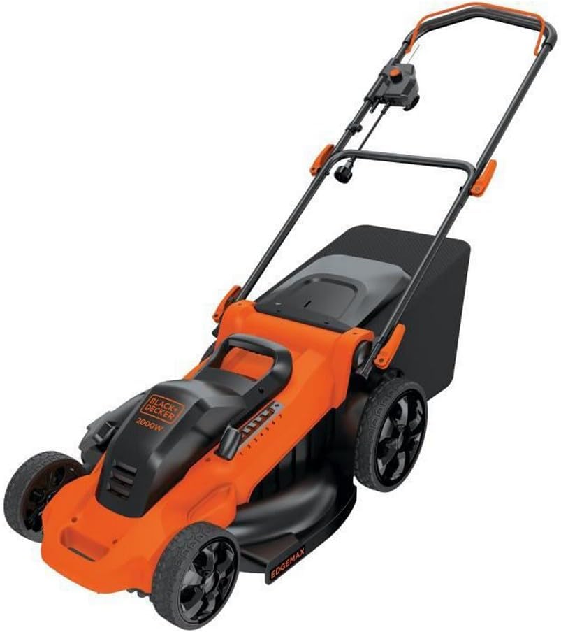 Black+Decker 2000 W 3-in-1 Elektro-Rasenmäher, 48 cm Schnittbreite, 50 L Grasfangbehälter, 1 Stück, LM2000