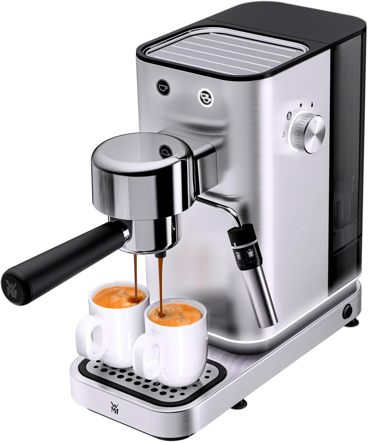 WMF Lumero Espressomaschine Siebträger 1400 Watt, Siebträgermaschine, 3 Einsätzen, für 1-2 Tassen Espresso, auch für Pads, 15 bar, Tassenabstellfläche, Milchaufschäumdüse, edelstahl matt