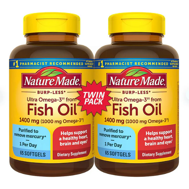 Nature Made Burp-Less Ultra Omega 3 from Fish Oil 1400 mg. Softgels (65 ct., 2pk.)