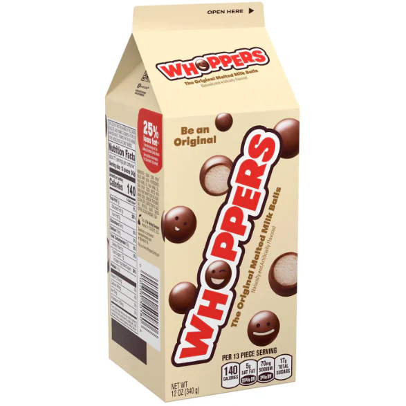 WHOPPERS, Malted Milk Balls Candy, 12 oz, Carton