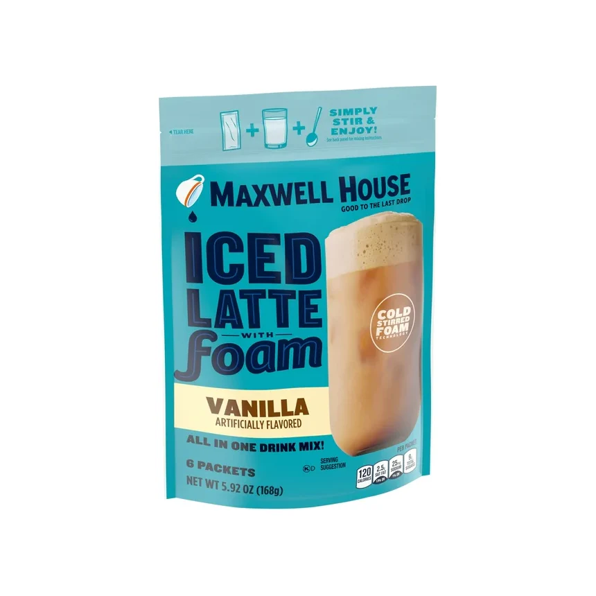 Maxwell House Iced Latte with Foam - Vanilla Flavor | 6 Single Serve Packets