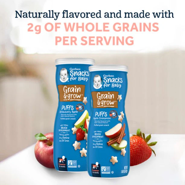 Gerber Puffs Strawberry Apple Cereal Snacks, 1.48 Oz