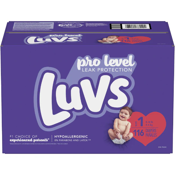 Luvs Pro Level Leak Protection Diapers, Size 1, 116 Count