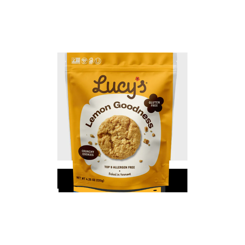 Lucy's Crunchy Cookies, Lemon Goodness, Gluten-Free, Allergen-Free, 4.25oz Pouch