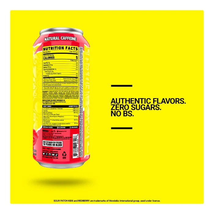 GHOST? ENERGY Zero Sugars Energy Drink, SOUR PATCH KIDS? Redberry, 16 fl oz Can