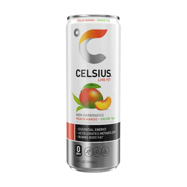 CELSIUS Essential Energy Drink 12 Fl Oz, Peach Mango Green Tea