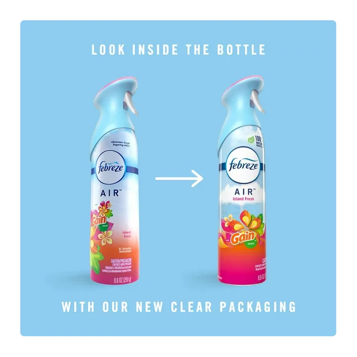 Febreze Odor-Fighting Air Freshener with Gain Island Fresh Scent, Pack of 2, 8.8 fl oz