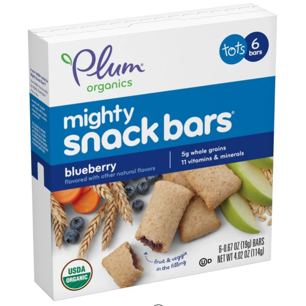 Plum Organics Mighty Snack Bars for Toddlers, Blueberry Fruit Snack Bar, 4oz