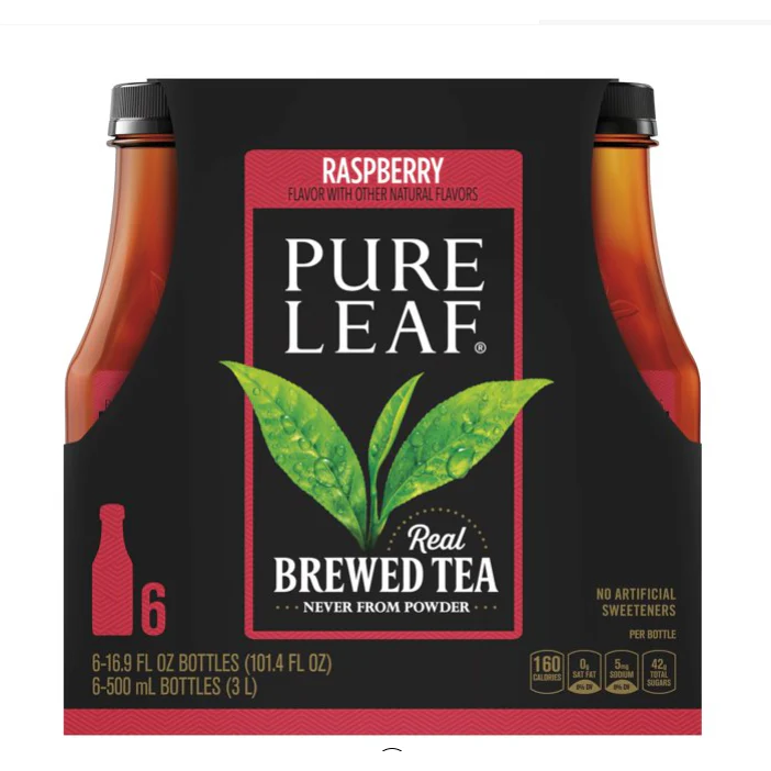 Pure Leaf Raspberry Real Brewed Iced Tea, 16.9 oz, 6 Pack Bottles