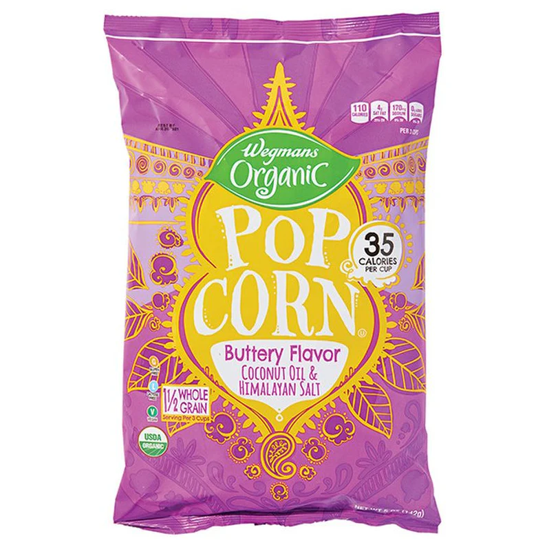 Wegmans Organic Popcorn, Butter Flavor, Coconut Oil & Himalayan Salt
