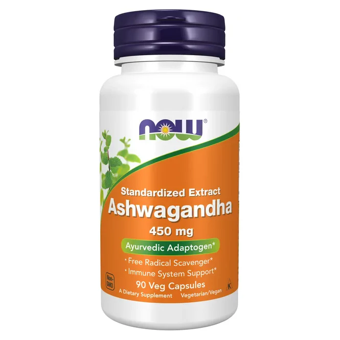 NOW Supplements, Ashwagandha (Withania somnifera) 450 mg (Standardized Extract), 90 Veg Capsules