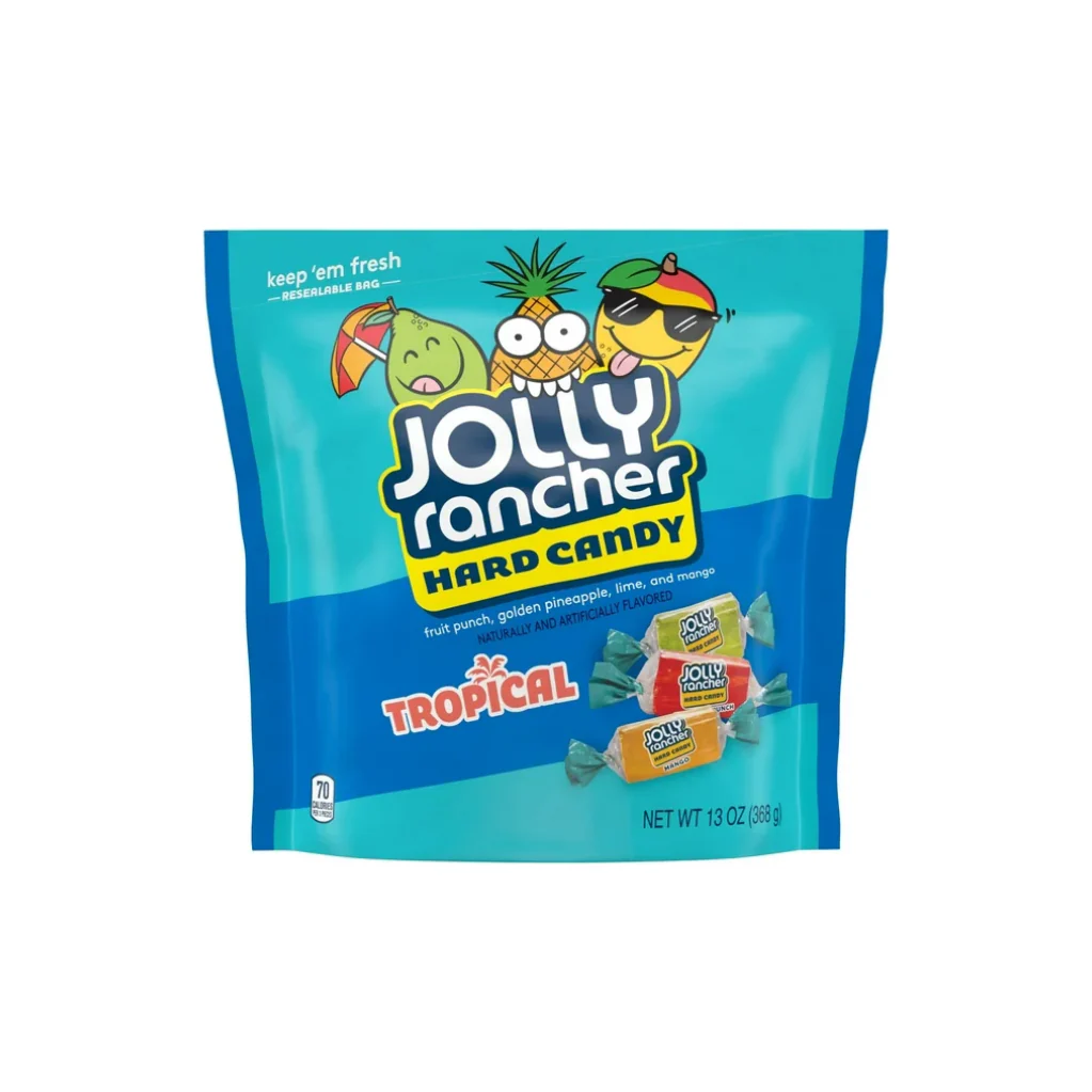 Jolly Rancher Assorted Tropical Fruit Flavored Hard Candy, Resealable Bag 13 oz