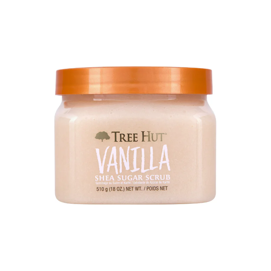 Tree Hut Body Scrub, Shea Sugar Hydrating Exfoliator for Softer, Smoother Skin, Vanilla, 18 oz
