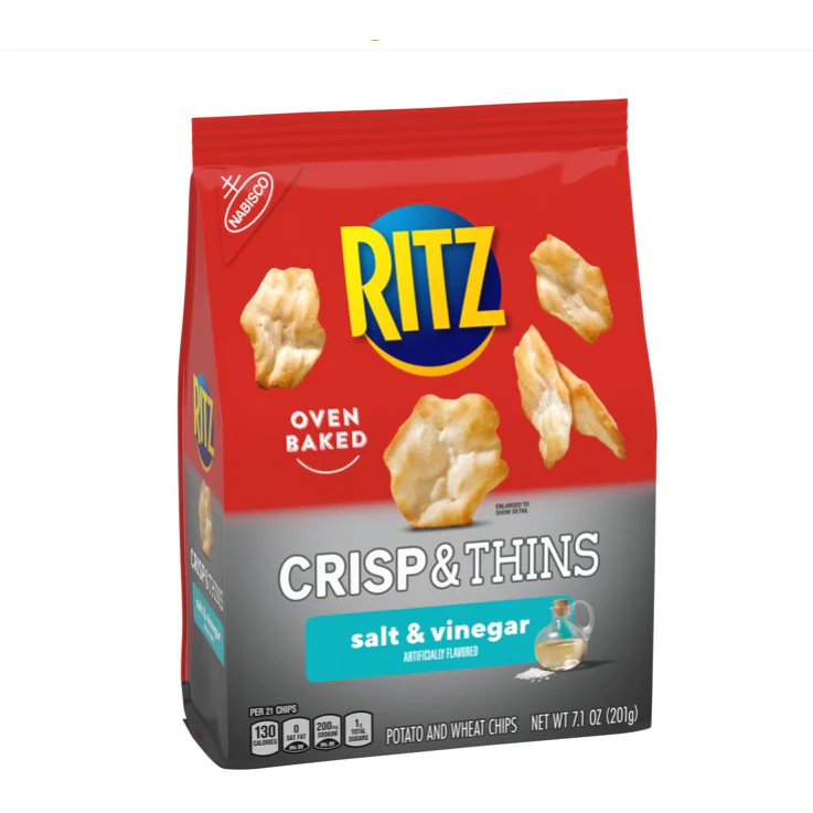 Ritz Crisp And Thins Salt And Vinegar Chips, 7.1 Oz