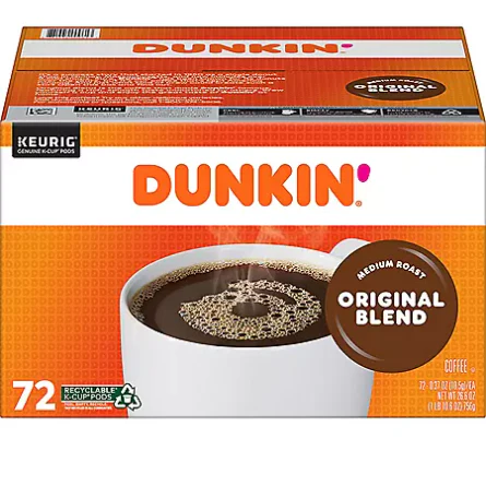 Dunkin' Donuts Medium Roast K-Cup Coffee Pods, Original Blend, 72 ct.