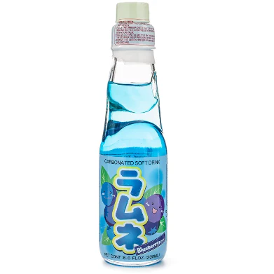 Hata Ramune Carbonated Soft Drink, Blueberry Flavor 200 ml