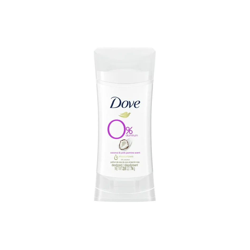 Dove 0% Aluminum Coconut and Pink Jasmine Scent Deodorant Stick 2.6 oz