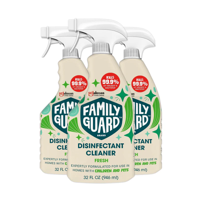 FamilyGuard Brand Disinfectant Cleaner, 32 oz, Fresh, Multisurface Trigger Spray 3 PACK