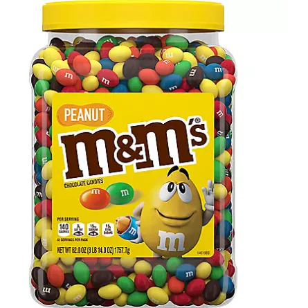 M&M'S Peanut Milk Chocolate Candy Bulk Jar (62 oz.)
