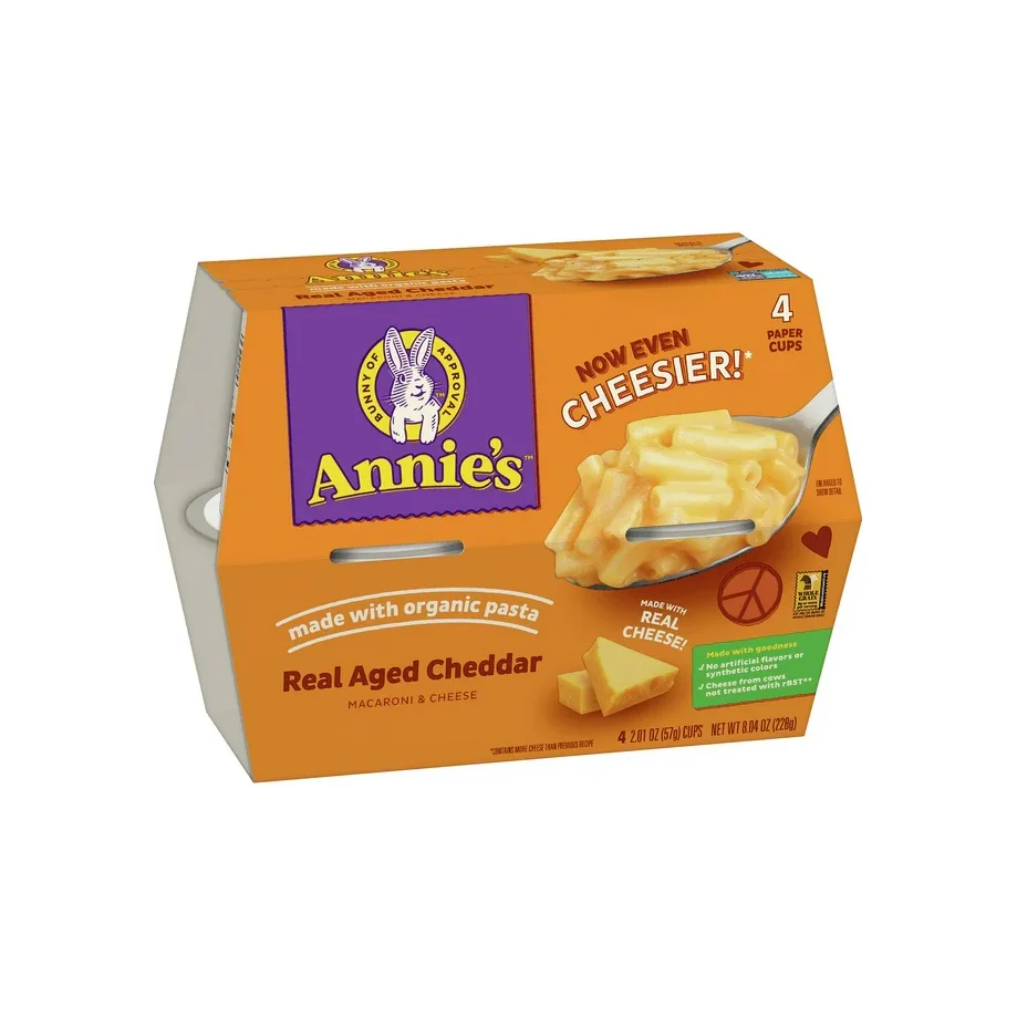Annie's Real Aged Cheddar Microwave Mac & Cheese with Organic Pasta, 4 Ct, 2.01 OZ Cups