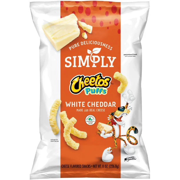 Simply Cheetos Puffs Cheese Flavored Snacks, White Cheddar, 8 Oz
