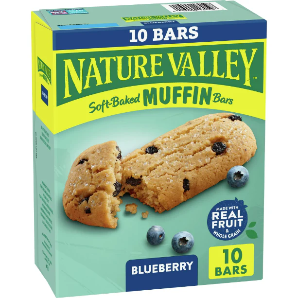 Nature Valley Soft-Baked Muffin Bars, Blueberry, Snack Bars, 1.24 oz, 10 ct