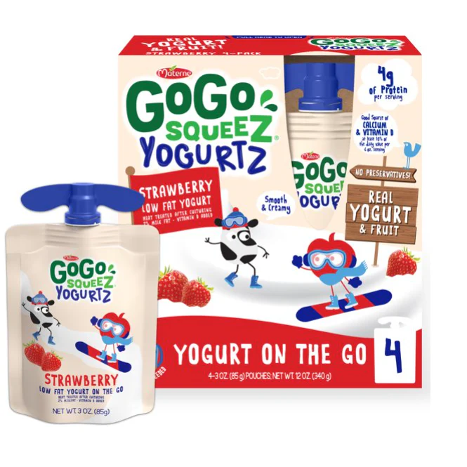 GoGo Squeez Yogurtz, Strawberry Yogurt, 3 oz, 4 Pouches