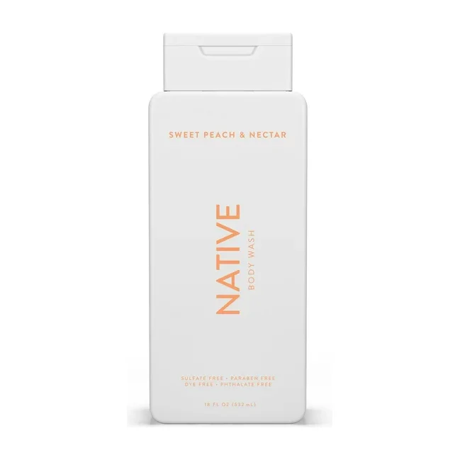 Native Natural Body Wash, Sweet Peach & Nectar, Sulfate Free, Paraben Free, 18 oz