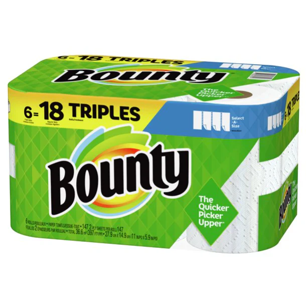 Bounty Select-A-Size Paper Towels, White, 6 Triple Rolls
