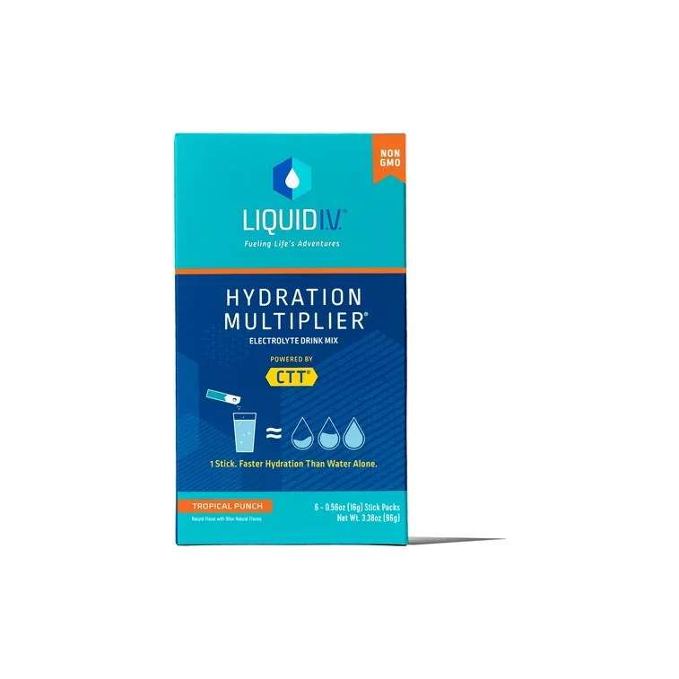 Liquid I.V. Hydration Multiplier Electrolyte Powder Packet Drink Mix, Tropical Punch, 6 Ct