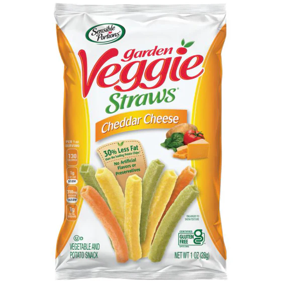 Sensible Portions Gluten-Free Cheddar Cheese Garden Veggie Straws, 1 oz