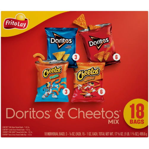 Frito-Lay Doritos & Cheetos Mix Snacks Variety Pack, 18 Count
