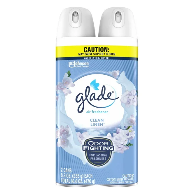 Glade Aerosol Spray, Air Freshener for Home, Clean Linen Scent, Fragrance Infused with Essential Oils, Invigorating and Refreshing, with 100% Natural Propellent, 8.3 oz, 2 Pack