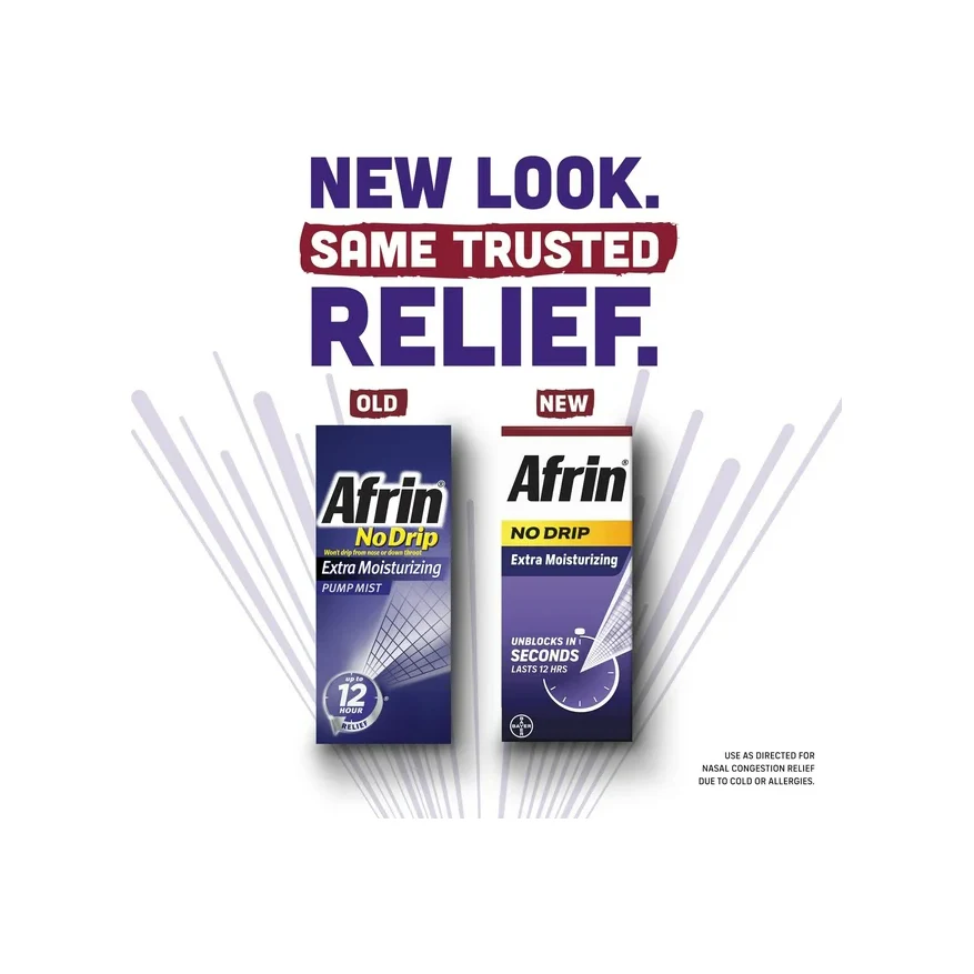 Afrin No Drip Extra Moisturizing 12 Hour Nasal Congestion Relief Spray, 1-15 mL