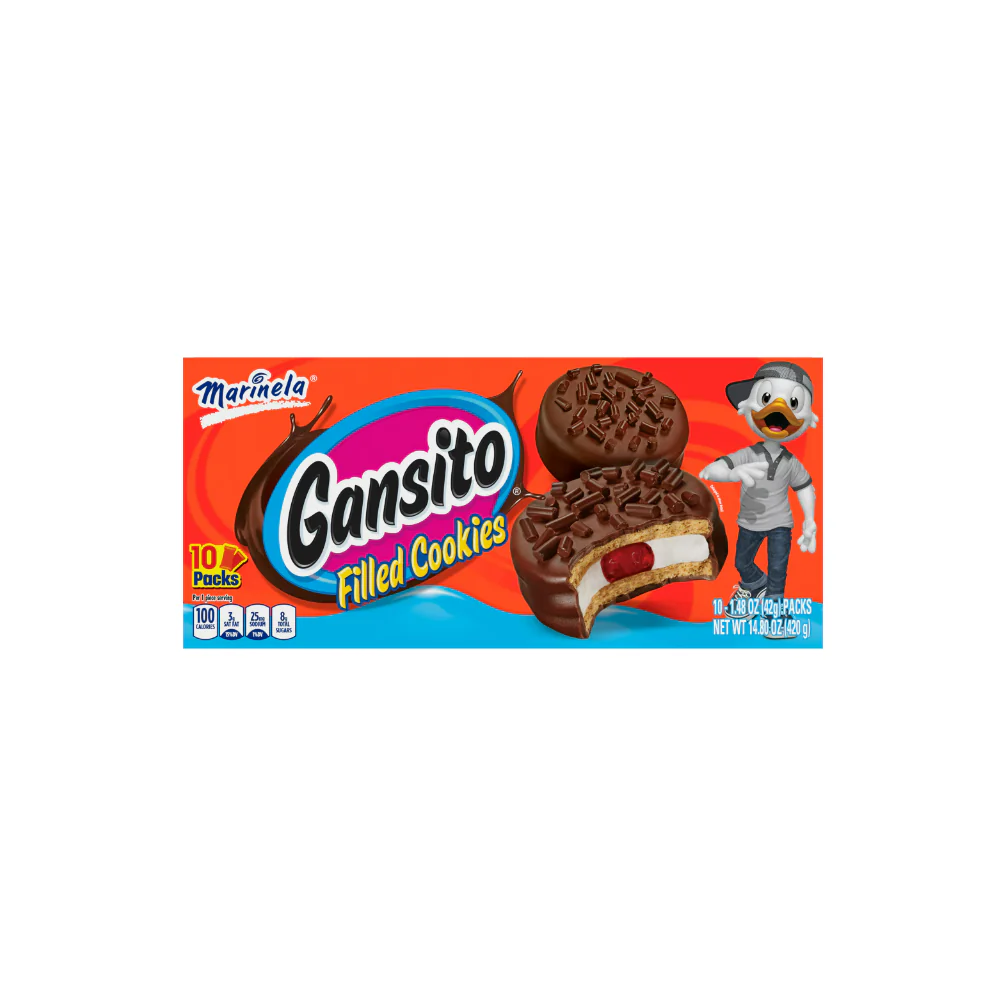 Marinela Gansito Strawberry and Cr��me Filled Snack Cookies with Chocolate Coating, 10 Count