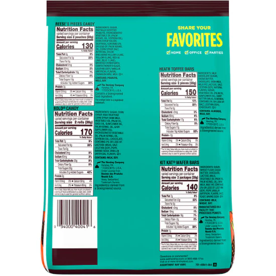 Hershey, Chocolate and Peanut Butter Assortment Snack Size Candy, Individually Wrapped, 35.04 oz, Bulk Party Pack