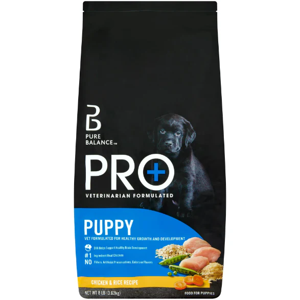 Pure Balance Pro+ Puppy Chicken & Rice Recipe Dry Dog Food for Puppies, 8 lbs