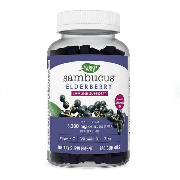 Nature's Way Sambucus Elderberry Herbal Supplement Gummies, Gluten Free (120 ct.)