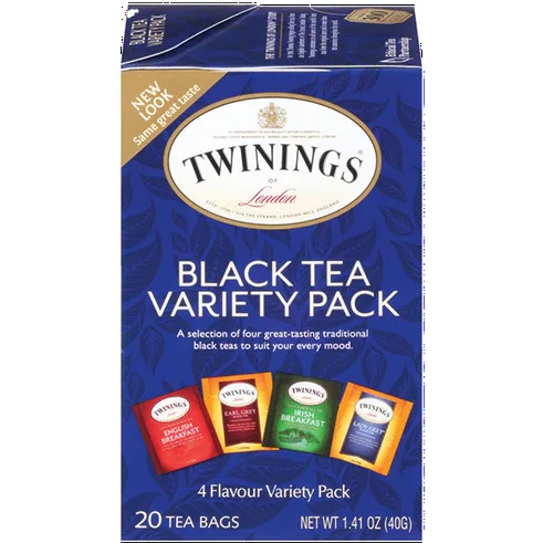 Twinings of London 4 Flavour Black Tea Bags Variety Pack, 20 Ct, 1.41 oz