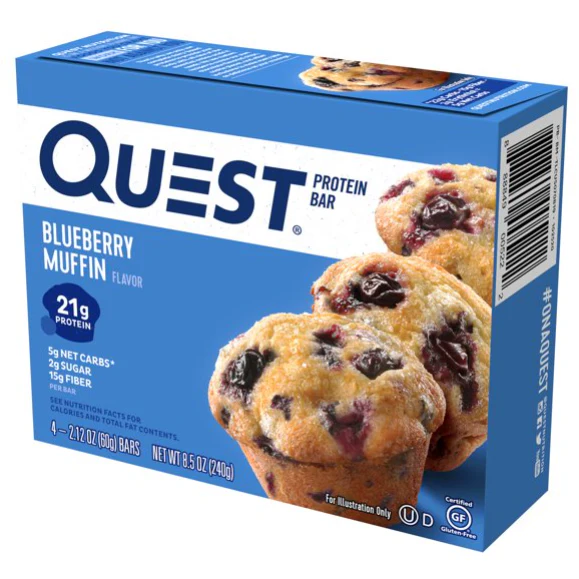 Quest Protein Bar, Blueberry Muffin, 21g Protein, 4pk