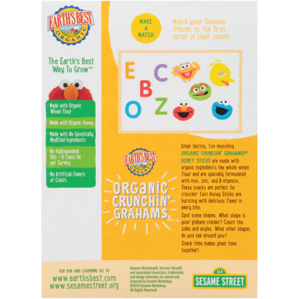 Earth's Best Crunchin' Grahams Organic Honey Sticks Baby Snack, 5.3 oz
