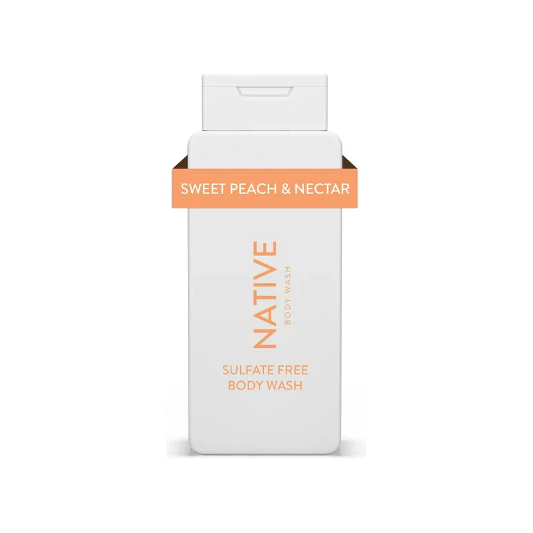 Native Natural Body Wash, Sweet Peach & Nectar, Sulfate Free, Paraben Free, 18 oz