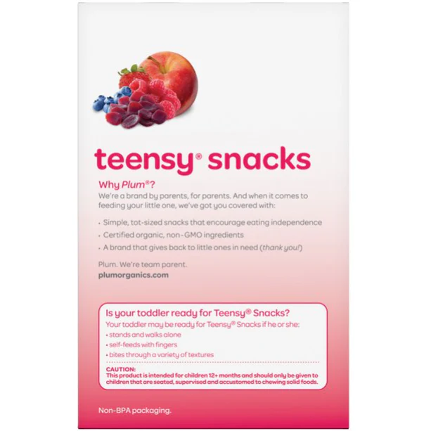 Plum Organics Teensy Snacks Organic Soft Fruit Snacks, Berry, 5 Ct
