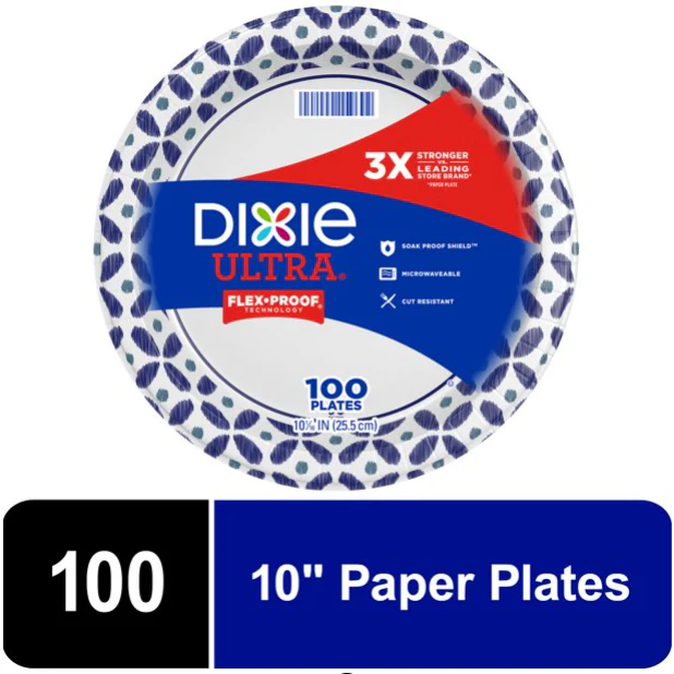 Dixie Ultra Disposable Paper Plates, 10 in, 100 count