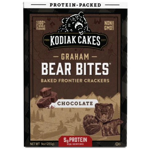 Kodiak Cakes Bear Bites, Chocolate Graham Crackers, 5g Protein per Serving, 9 oz