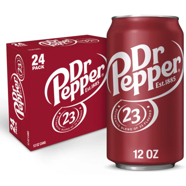 Dr Pepper Soda, 12 fl oz cans, 24 pack
