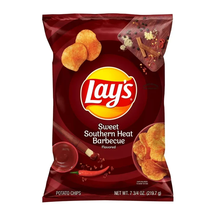Lay's Potato Chips, Sweet Southern Heat Barbecue Flavor, 7.75 oz Bag