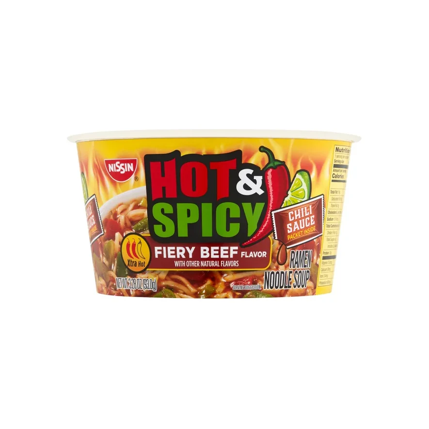 Nissin Bowl Noodles Hot & Spicy Beef Flavor Ramen Noodle Soup, 3.28 Oz